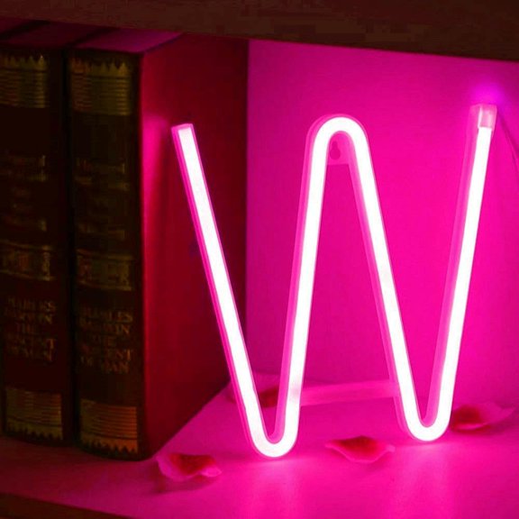 SHANJIA Upgraded Version Neon Letter, LED Alphabet Lights Up Letters USB Operated Pink Neon Wall Light for Bedroom,Birthday,Wedding Decor