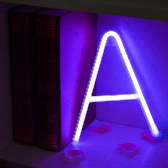 SHANJIA Upgraded Version Neon Letter, LED Alphabet Lights Up Letters USB Operated Purple Neon Wall Light for Bedroom,Birthday,Wedding Decor