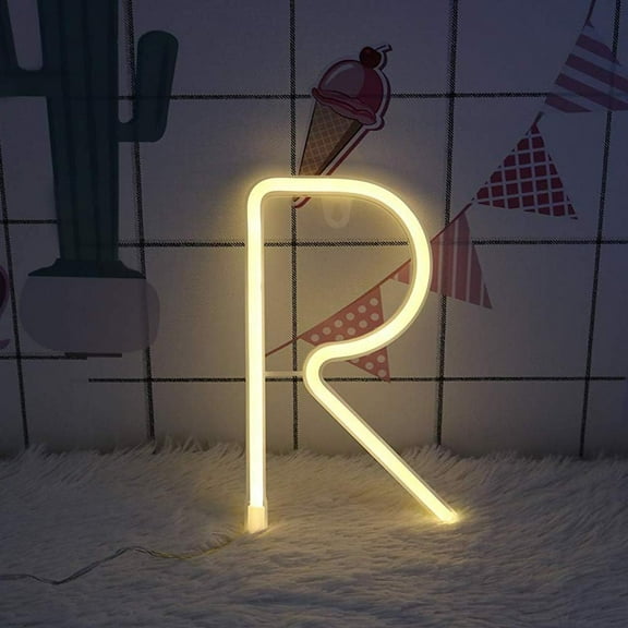 SHANJIA Upgraded Version Neon Letter, LED Alphabet Lights Up Letters USB Operated Warm White Neon Wall Light for Bedroom,Birthday,Wedding Decor