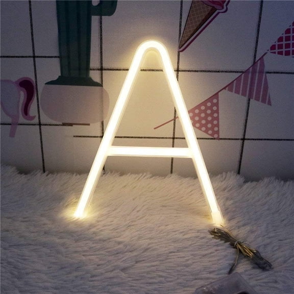SHANJIA Upgraded Version Neon Letter, LED Alphabet Lights Up Letters USB Operated Warm White Neon Wall Light for Bedroom,Birthday,Wedding Decor