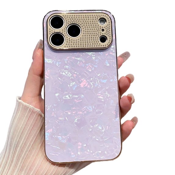 SHANJIGUANG for iPhone 17 Pro Max Case,Anti-drop,Anti-scratch,Cute Shell Texture Acrylic Phone Cover for Women Gift