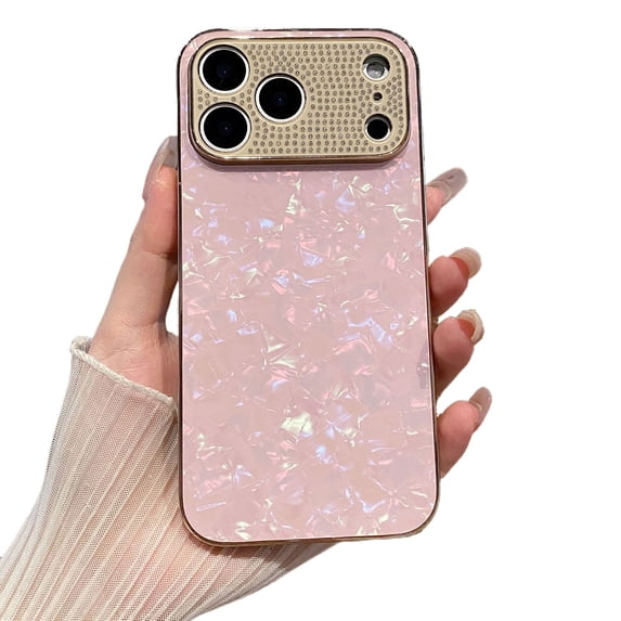 SHANJIGUANG for iPhone 17 Pro Max Case,Anti-drop,Anti-scratch,Cute Shell Texture Acrylic Phone Cover for Women Gift