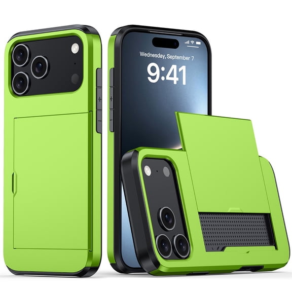 SHANJIGUANG for iPhone 17 Pro Max Case,Sliding Cover Card Slot Anti-Scratch Protective Hard Phone Shell