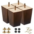 thumbnail image 1 of SHANJUE 4'' Height, Wood Square Sofa Legs, Brown 4 Piece Pack, 1 of 6