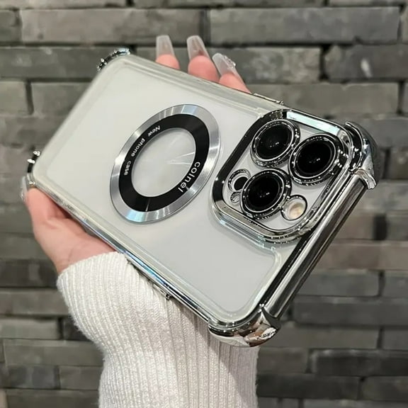 SHANLIDA Phone Case for iPhone 15 Pro Max 14 Plus 13 Pro, Four-Corner Shockproof Transparent Magnetic Infinite Protection Case, Lens Protection