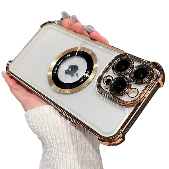 SHANLIDA Phone Case for iPhone 15 Pro Max 14 Plus 13 Pro, Four-Corner Shockproof Transparent Magnetic Infinite Protection Case, Lens Protection