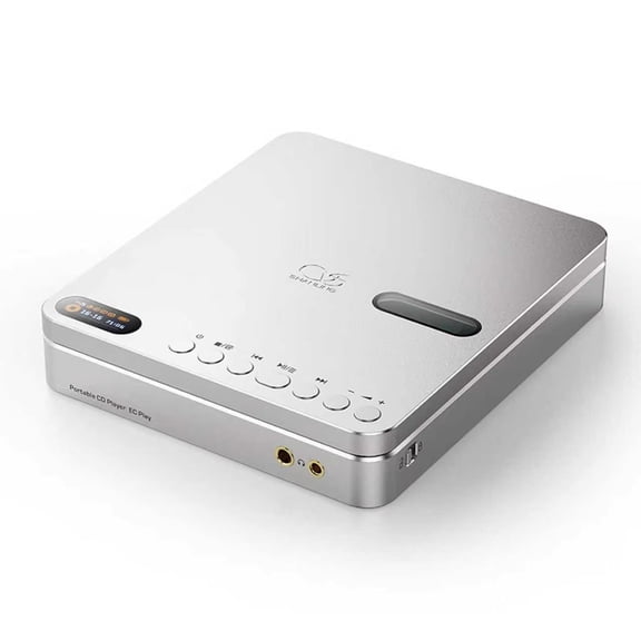 SHANLING EC Play Portable HiFi CD Player,USB DAC,CS43198 DAC+Dual SGM8262,384kHz/32bit,DSD256,Bluetooth 6.0,LDAC,Up to 700mW@32Ω Output,3.5mm+4.4mm Headphone Output,Coaxial,1.12-in Screen Silver
