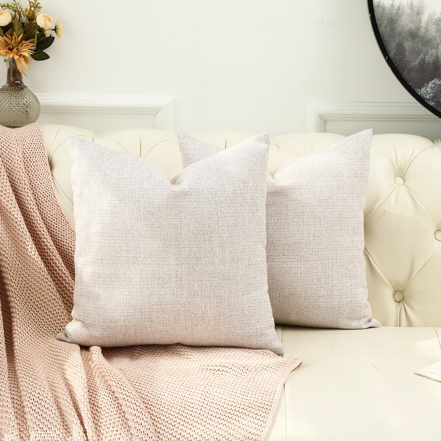 SHANLUO Throw Pillow Covers 18x18 - Decorative Pillows for Couch Set of