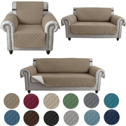SHANNA 1/2/3 Seater Quilted Sofa Couch Cover Pad Water Resistant Slipcover Furniture Protector Pet Mat for Kids Dogs Pets Taupe