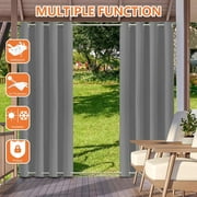 SHANNA 10 Pack Outdoor Curtains for Garden Patio Gazebo Pergola, Waterproof Windproof Double Grommet(Top and Bottom) Outdoor Drapes, Light Gray, 52*84 in
