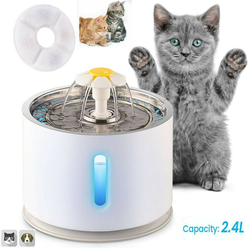 SHANNA 2.4L LED Pet Water Fountain Dog Cat Automatic Water Dispenser Drinking Bowl Drinker