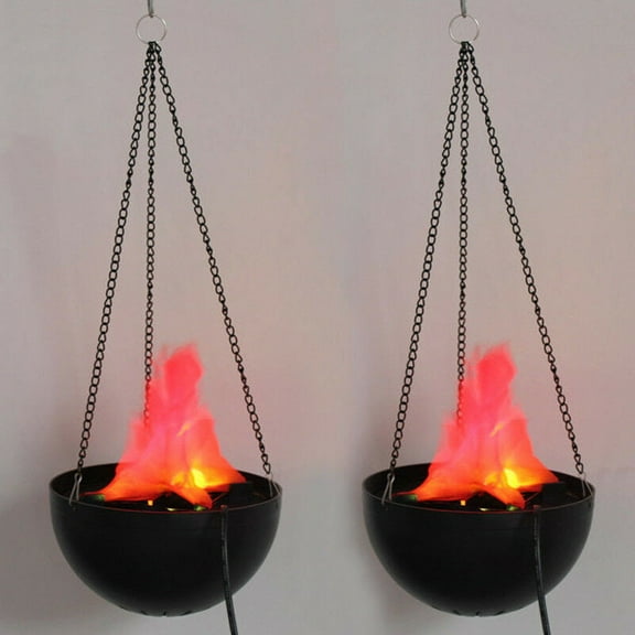 SHANNA 2 Pack 3D Fake Fire Light Hanging LED Flame Effect Lamp for Halloween Christmas Festival
