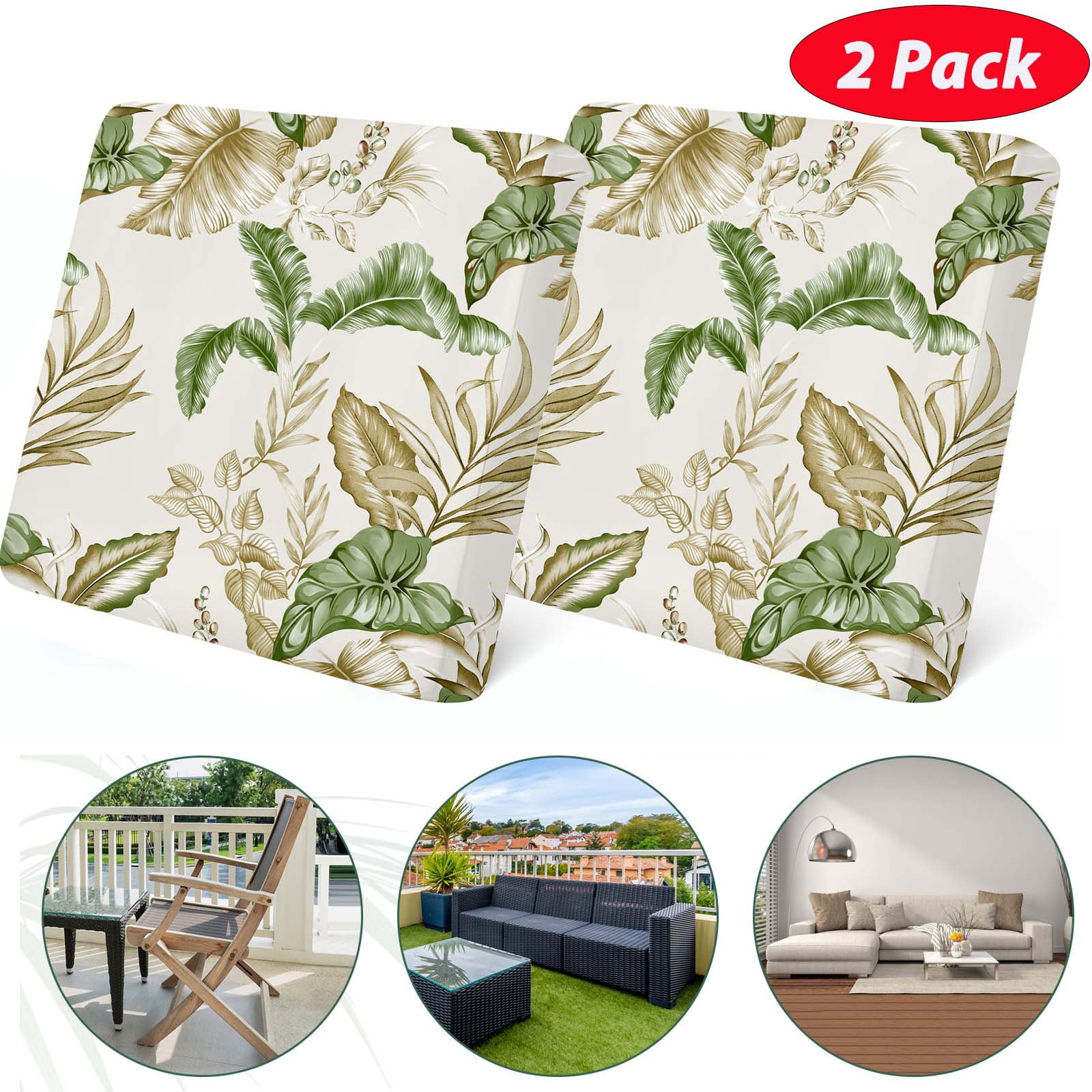 SHANNA 2 Pack Printed Patio Stretch Sofa Cushion Covers, Floral Pattern Outdoor Sofa Cushion Covers, Replacement Washable Couch Chair Cushion Covers Porch Patio Furniture Protector