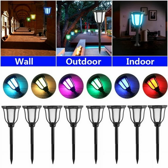 SHANNA 2 Pack Solar Pathway Lights Outdoor Waterproof Garden Lights 6 Colors RGB Solar Landscape Lights for Patio Yard