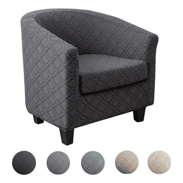 SHANNA 2-Piece Tub Chair Covers with Cushion Cover Club Chair Slipcovers Armchair Sofa Couch Furniture Protector for Bar Cafe, Dark Gray