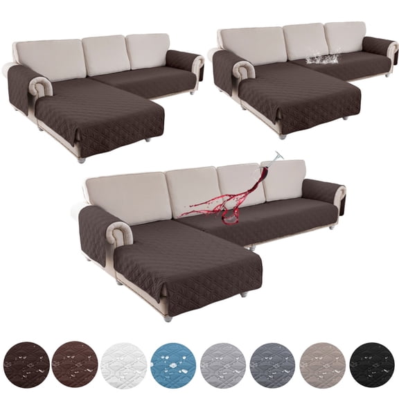 SHANNA 2Pcs Waterproof Sofa Cushion Couch Sofa Cover for Pets Non-Slip Sofa Slipcover Chaise Slipcover Protector Mat(Large,Chocolate color)