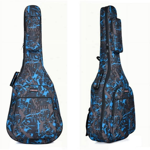 SHANNA 40 41 Inch Acoustic Guitar Bag Waterproof Thicken Padded Bag Advanced Guitar Case with Double Strap and Outer Pockets (Blue)