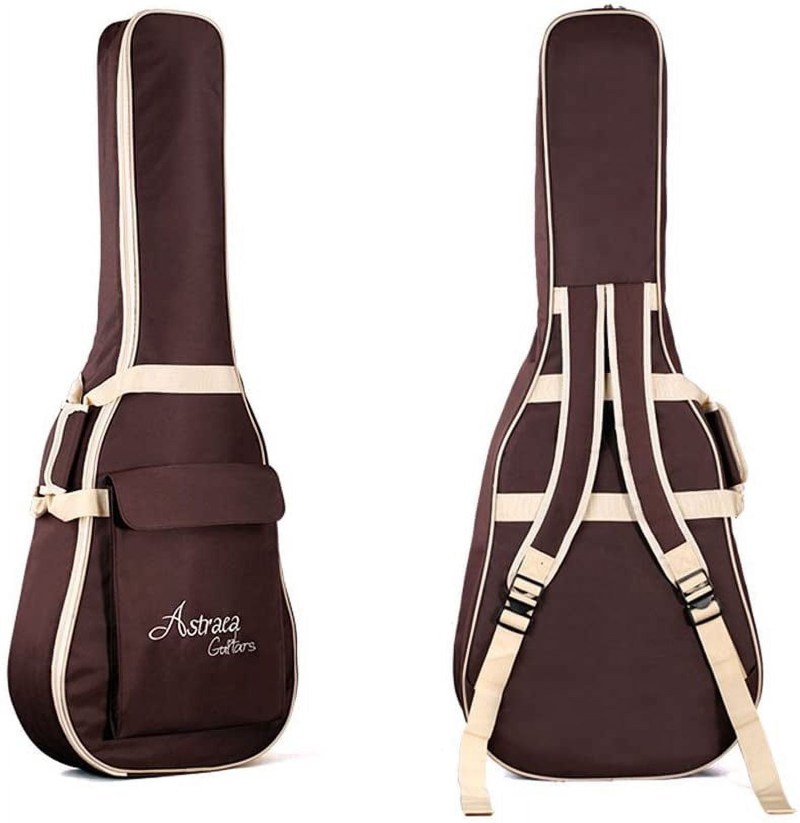 SHANNA 40 41 Inch Acoustic Guitar Bag Waterproof Thicken Padded Bag Advanced Guitar Case with Double Strap and Outer Pockets (Brown)