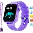thumbnail image 1 of SHANNA 4G Kids Smart Watch GPS Tracker - Smartwatch with 2-Way Call Video Calling Voice Chat SOS Class Mode Pedometer Puzzle Games Wi-Fi Touch Screen Alarm Clock Smartwatches for Boys Girl, Purple, 1 of 8