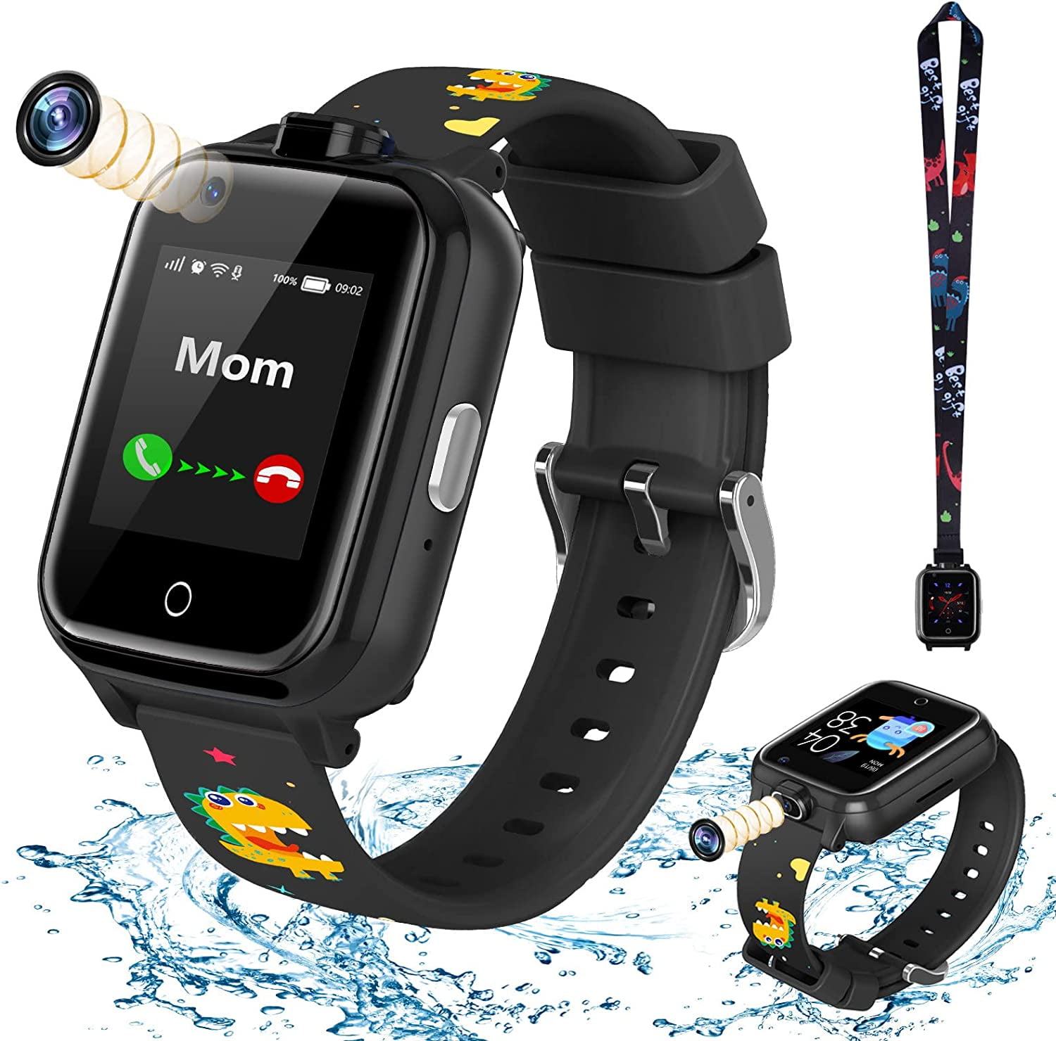 SHANNA Smart Watch for Kids GPS Tracker Watch 4G Smart Watch with Dual Camera 2 Way Voice Video Call SOS Alert Safe Smartwatch Phone for Ages 3 12