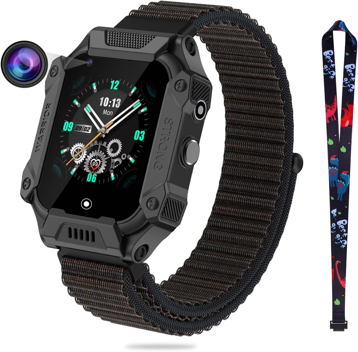 SHANNA 4G Smart Watch for Girls Boys, Smart Watch Phone with Calling, SOS, GPS, Camera, Flashlight, GPS Tracker for 3-12 Years Kids Birthday Xmas Gift, Black