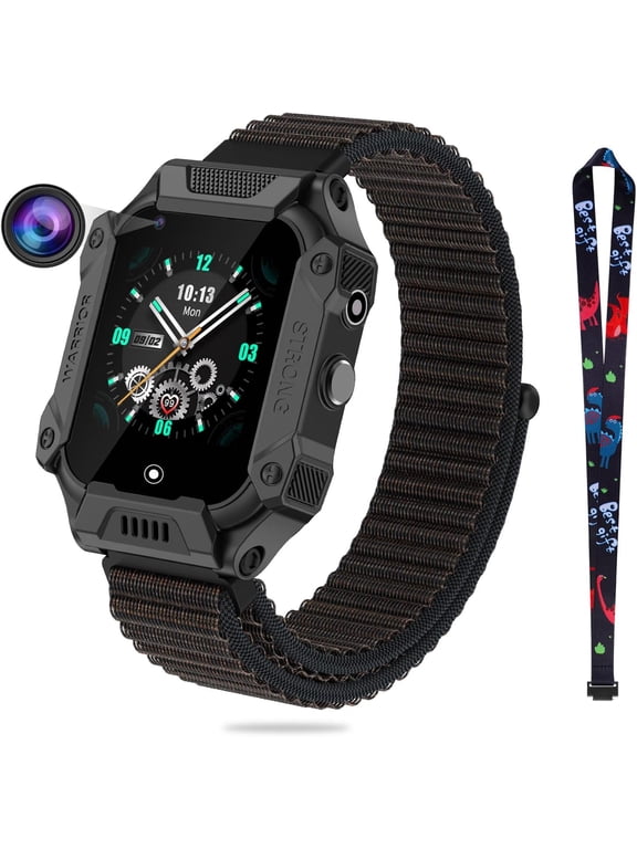 4G Smart Watch for Girls Boys, Smart Watch Phone with Calling, SOS, GPS, Camera, Flashlight, GPS Tracker for 3-12 Years Kids Birthday Xmas Gift, Black