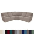 thumbnail image 1 of SHANNA 5 Seat Recliner Sofa Covers 7 Piece Jacquard Stretch Soft 5-Seater Corner Reclining Sofa Covers L-Shaped Sectional Couch Slipcovers Furniture Protector, Taupe, 1 of 9