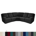 thumbnail image 1 of SHANNA 5 Seat Recliner Sofa Covers 7 Piece Jacquard Stretch Soft 5-Seater Corner Reclining Sofa Covers L-Shaped Sectional Couch Slipcovers Furniture Protector, Black, 1 of 9