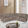 thumbnail image 1 of SHANNA 5 Seater Recliner Cover, 7 Piece Velvet Recliner Corner Sofa Cover, Stretch L Shape Reclining Sectional Couch Covers for 5 Cushion Sofa Slipcovers,Taupe, 1 of 12