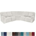 thumbnail image 1 of SHANNA 5 Seater Recliner Cover, 7 Piece Velvet Recliner Corner Sofa Cover, Stretch L Shape Reclining Sectional Couch Covers for 5 Cushion Sofa Slipcovers,White, 1 of 9