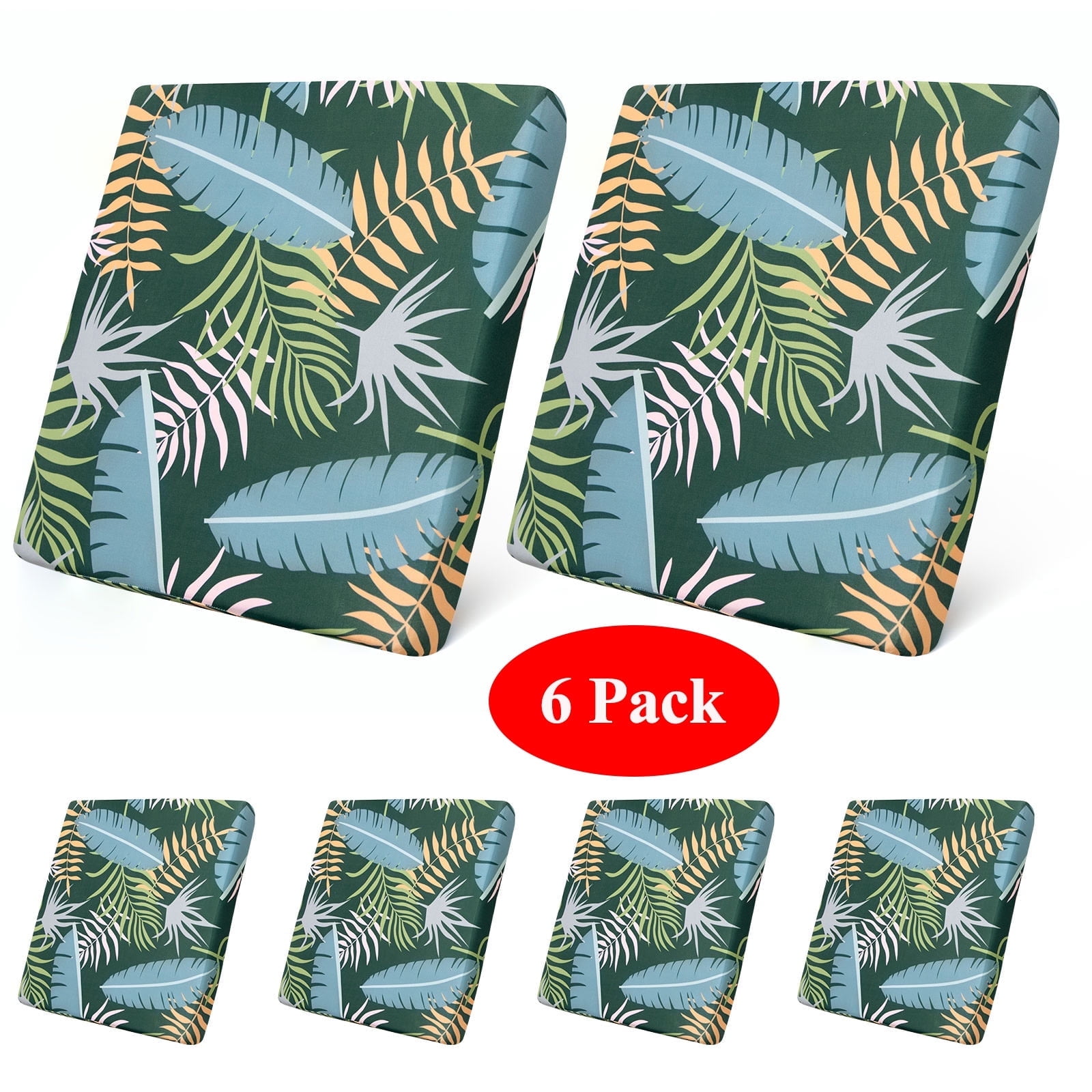 SHANNA 6 Pack Printed Patio Stretch Sofa Cushion Covers, Floral Pattern Outdoor Sofa Cushion Covers, Replacement Washable Couch Chair Cushion Covers Porch Patio Furniture Protector