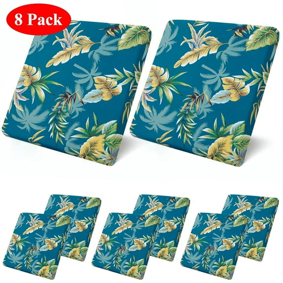 SHANNA 8 Pack Printed Patio Stretch Sofa Cushion Covers, Floral Pattern Outdoor Sofa Cushion Covers, Replacement Washable Couch Chair Cushion Covers Porch Patio Furniture Protector