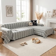 SHANNA 800gsm Chenille Sofa Covers for 2/3/4 Seater, Non Slip Sofa Slipcovers, Sectional L Shaped Couch Protector with Tassel, Light Gray, 180 * 380 cm
