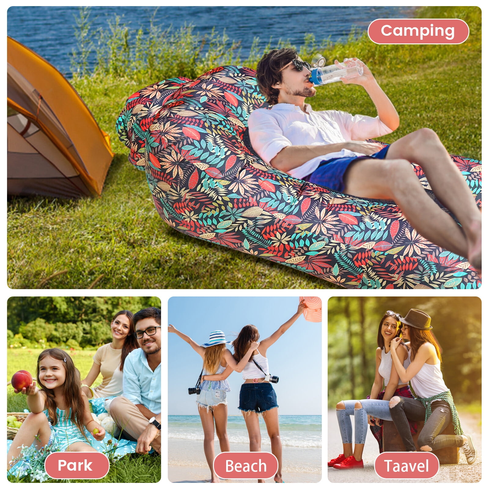 SHANNA Adults Polyester Inflatable and Waterproof Air Couch Lounge ...