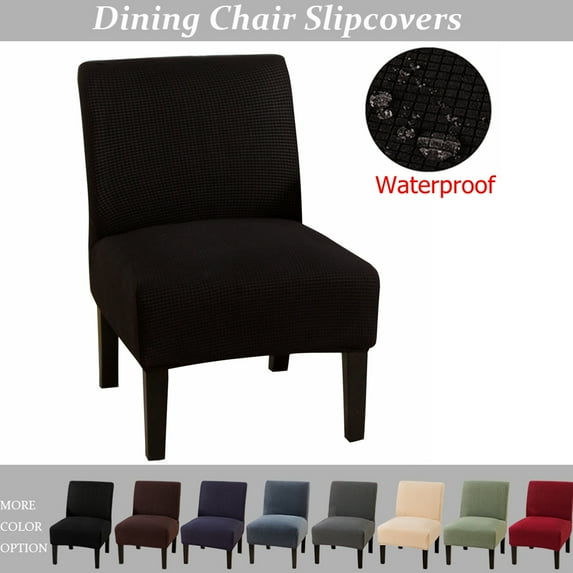 SHANNA Armless Accent Chair Slipcover, Removable Stretch Spandex Jacquard Knitted Chair Covers for Hotel Dinner Living Room (Black)