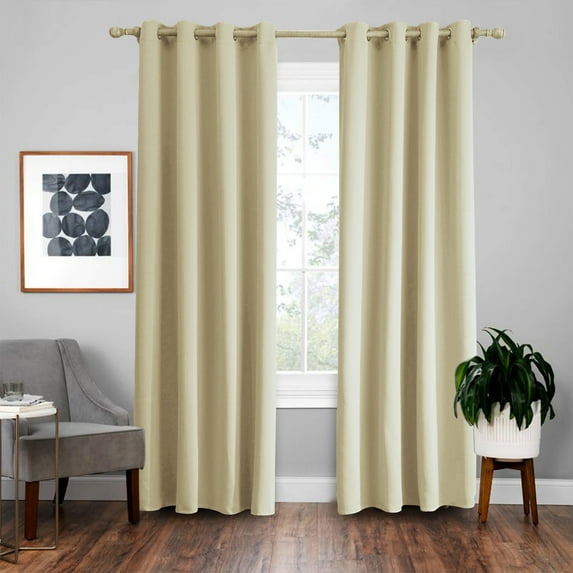 SHANNA Blackout Curtains for Bedroom, Thermal Insulated Grommet Top Room Darkening Curtains 1 Panel for Living Room (52x108 In, Beige)
