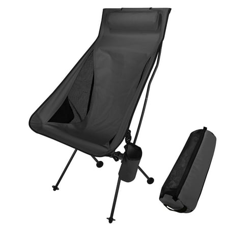 SHANNA Camping Backpacking Chair, Lightweight Portable Folding Chair with Carry Bag, Aluminum High-Back Outdoor Chair for Travel, Camping, Hiking, Fishing, Picnic, Black