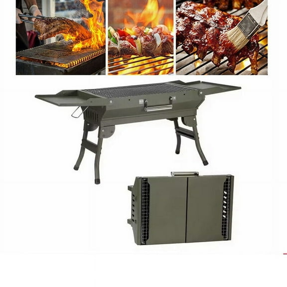 SHANNA Charcoal Grills Portable BBQ Griddle, Foldable Kabob Barbecue with Storage Shelf for Outdoor Hibachi BBQ Lamb Skewer Camping Barbecue Grill in Garden Backyard Party Picnic Travel