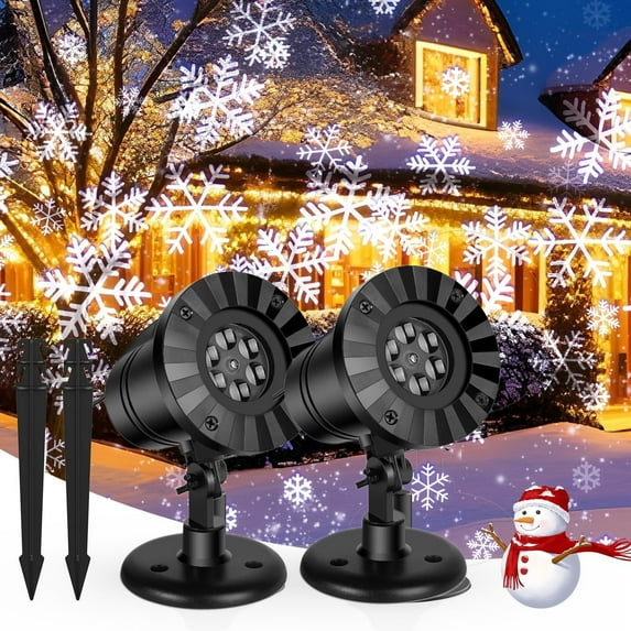 SHANNA Christmas Projector Lights Outdoor, 2PCS Highlight Led Snowflake Lights Projector, Waterproof Xmas Decorations for Holiday Party Garden House