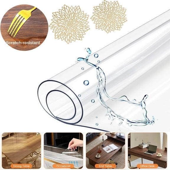 SHANNA Clear PVC Table Cover Protector Vinyl Desk Pad Mat Office Desk Blotter Mat for Office, Writing Desktop, Dresser, Dining Room Table