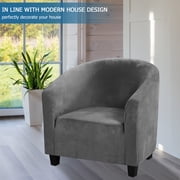 SHANNA Club Chair Slipcover, Velvet Fleece Tub Chair Cover ,Stylish Luxury Furniture Covers Velvet Plush Stretch Arm Chair SlipcoverGray Solid