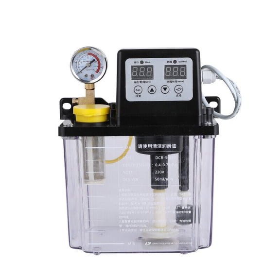 SHANNA Dual Digital Display Automatic Electric Lubrication Oiler Pump with Pressure Gauge