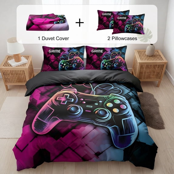 SHANNA Duvet Cover Set, Twin Size 3 Piece Bedding Set with 2 Pillowcases, 3D Comfortable & Breathable Home Bedding Set