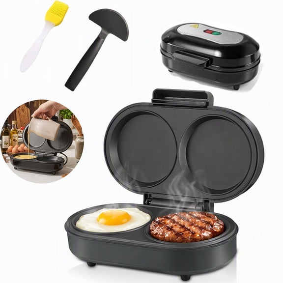 SHANNA Electric Dual Omelette Maker, Stainless Steel Omelette Pan, Nonstick Egg Bite Maker, 850W Electric Breakfast Maker