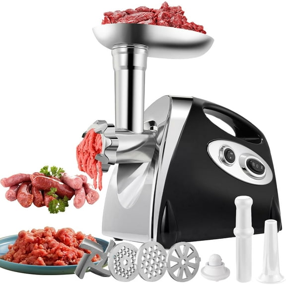 SHANNA Electric Meat Grinder, Stainless Steel Meat Mincer & Sausage Stuffer, Food Grinding Mincing Machine with 3 Different Cutting Plates Sausage Maker for Home & Commercial