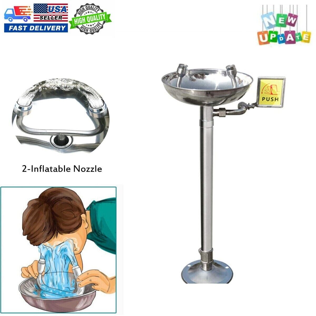 SHANNA Emergency Eye Wash Station Pedestal Mounted Eyewash Station 12L