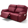thumbnail image 1 of SHANNA Faux Leather Recliner Chair Covers, 4-Piece Stretch Reclining Sofa Slipcovers with Pocket, Washable Furniture Protector (Burgundy, 2 Seater), 1 of 9