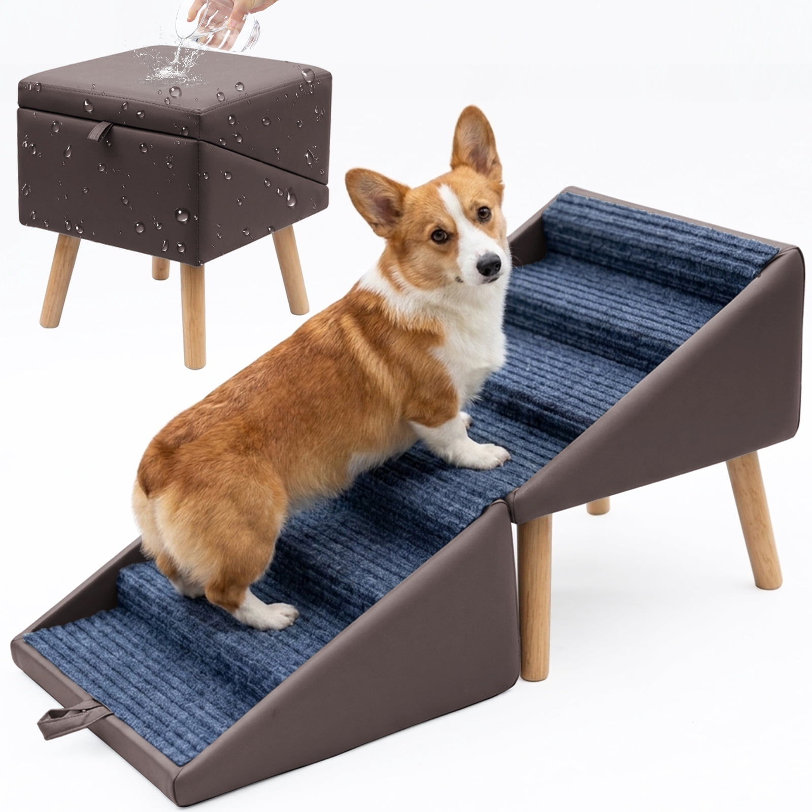 SHANNA Foldable 2-in-1 Ottoman Dog Stairs, 17