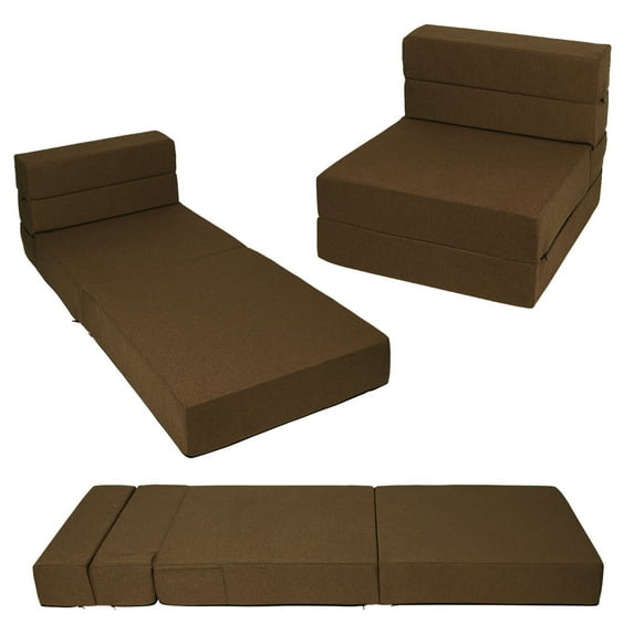 SHANNA Foldable Sofa Bed Floor , Convertible Sleeper Chair Floor Couch, Futon Sofa Sleeper Chair for Living RooMatressm/Bedroom/Camping, Brown