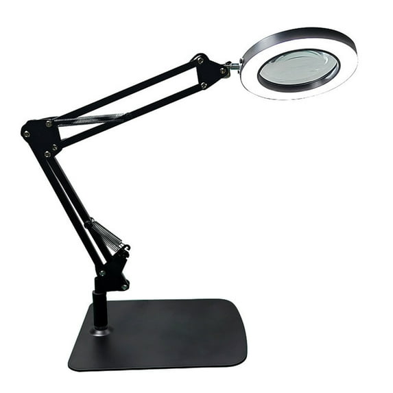 SHANNA Folding Magnifying Glass Table Lamp Magnifying Glass with Light & Stand 3 Color Modes Dimmable(Black)